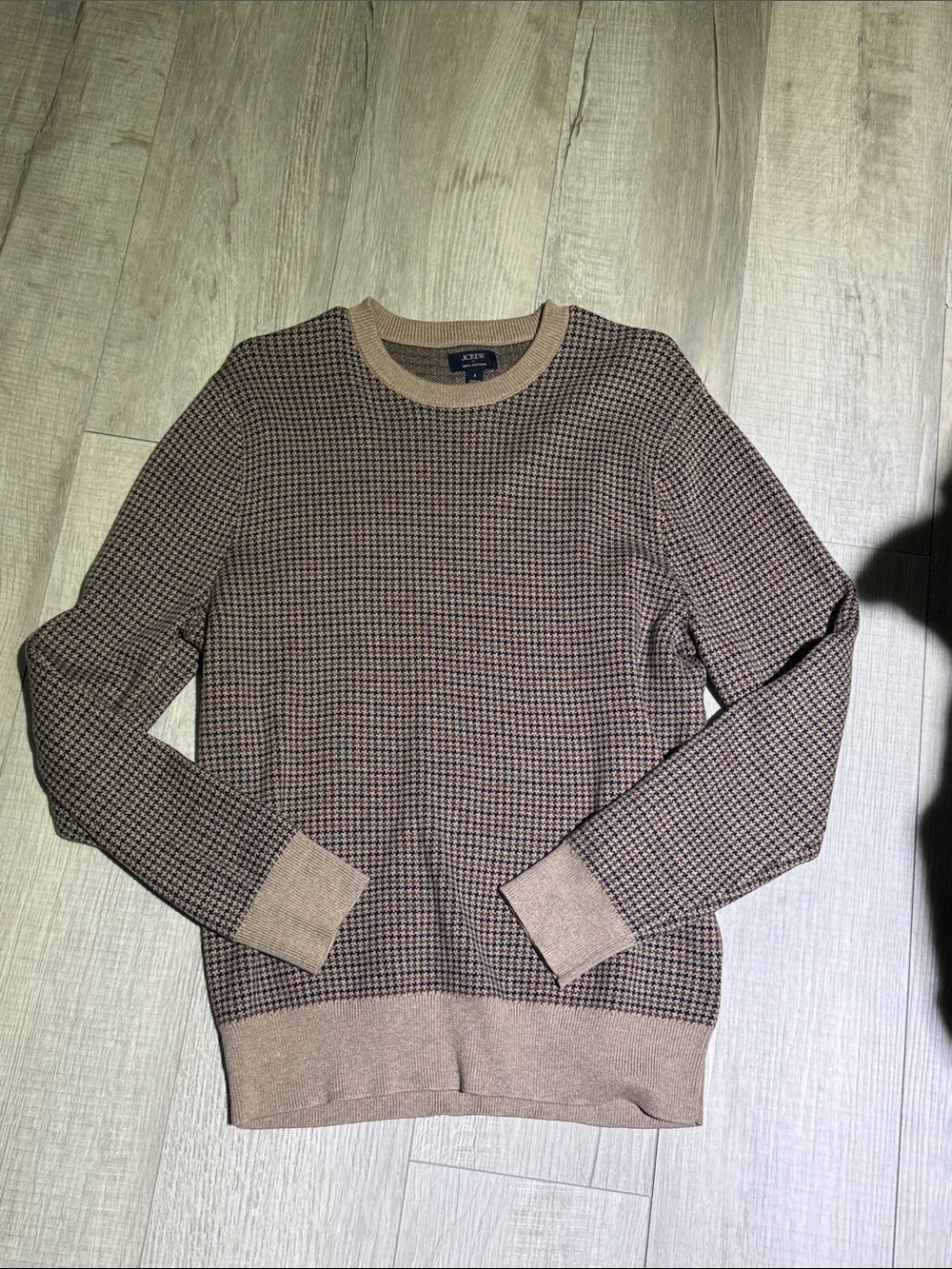 J. Crew Factory Brown Patterned Long Sleeve Crewneck Sweater